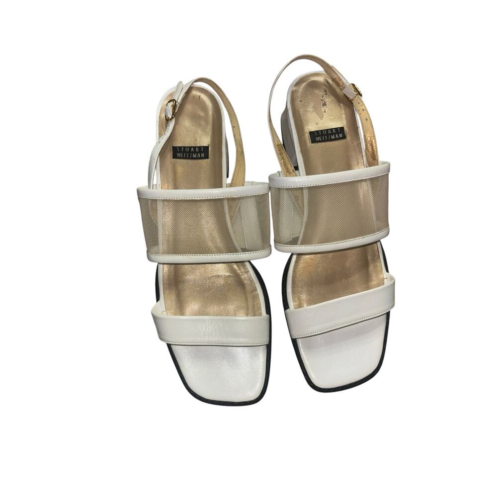 Stuart Weitzman White Y2K Stappy Mesh Sandals Women’s 6-6.5 Narrow Kitten Heel - Picture 12 of 12